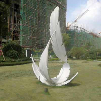 不锈钢户外园林创意羽毛雕塑
