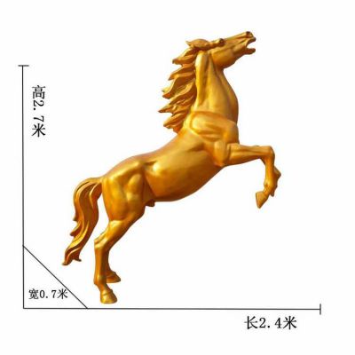 高2.7米的金色玻璃钢奔马雕塑