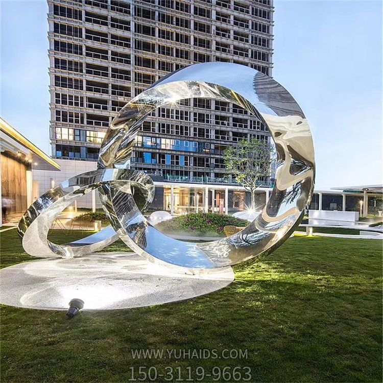 广场大型不锈钢几何园林广场抽象圆环摆件雕塑