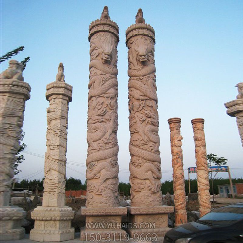 古代帝王陵墓大理石华表石雕柱雕塑