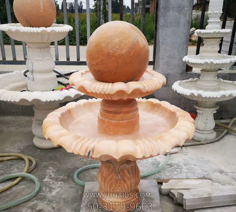 室内庭院摆放循环风水球石雕雕塑