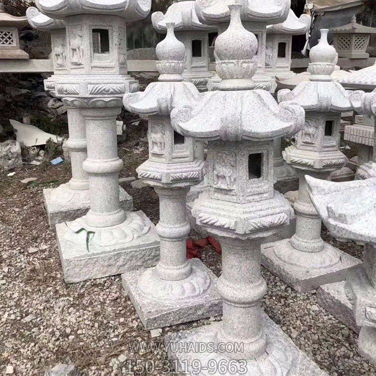 花岗岩石雕灯，中国传统古建照明灯笼雕塑