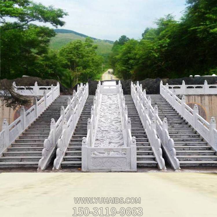 景区楼梯台阶汉白玉浮雕仿古建栏杆栏板雕塑