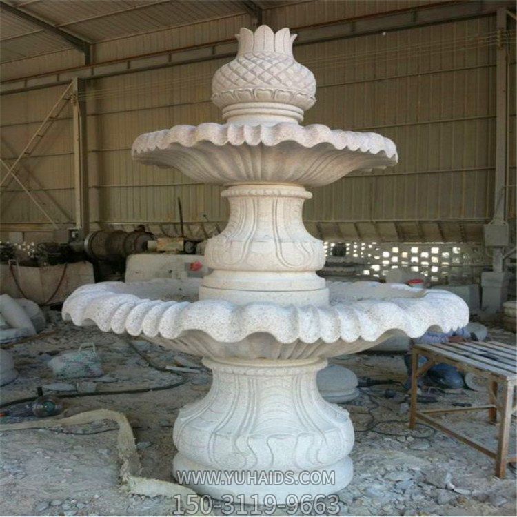 砂石石雕园林大型欧式流水花钵喷泉雕塑