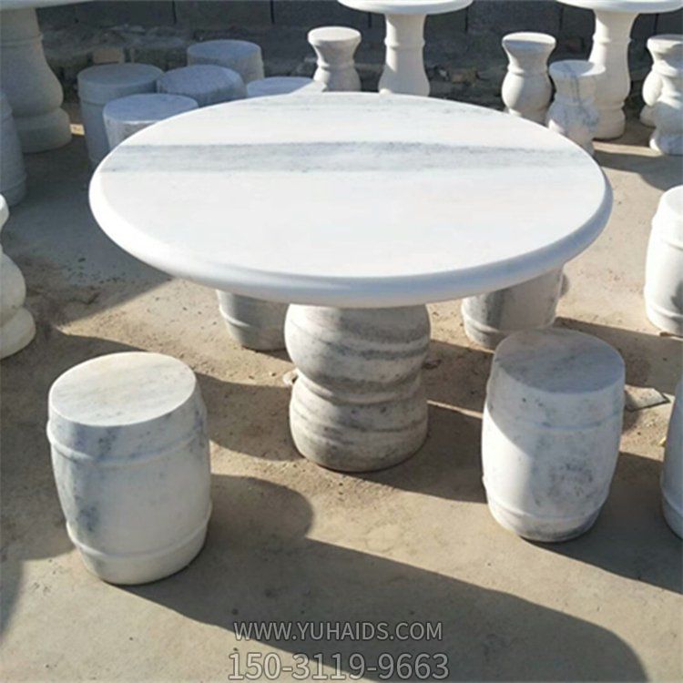 天然大理石花岗岩中式复古桌椅雕塑