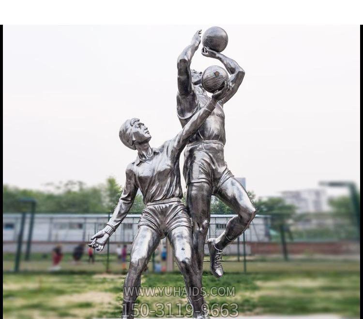 镜面不锈钢公园打篮球人物雕塑