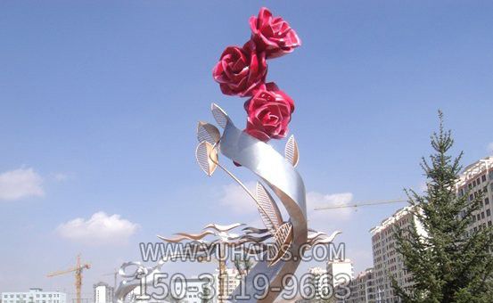 城市不锈钢玫瑰花雕塑