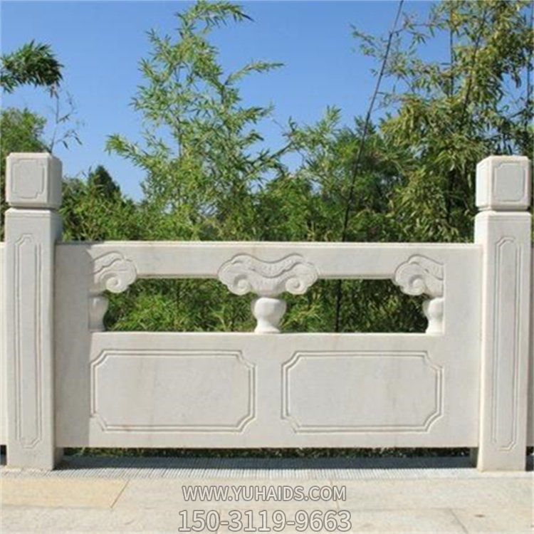 堤坝中式建筑汉白玉大理石雕刻栏板雕塑
