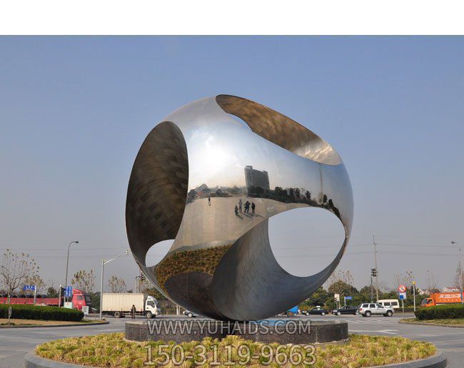 广场创意抽象镂空不锈钢球体雕塑