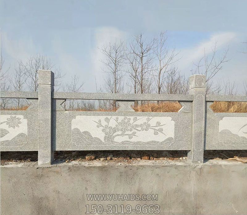 乡村道路旁装饰大理石芝麻灰栏杆雕塑