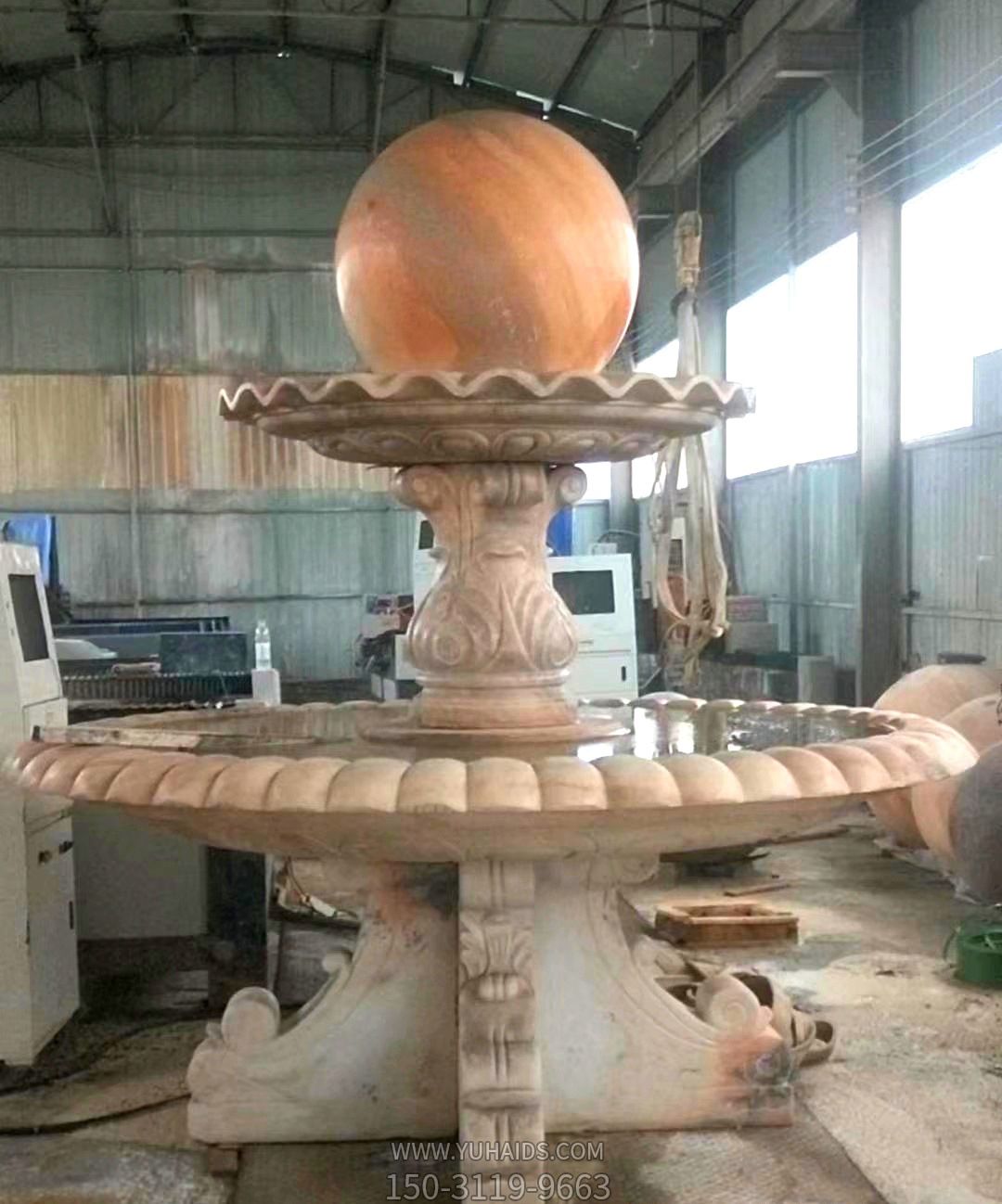 晚霞红风水球庭院景观雕塑