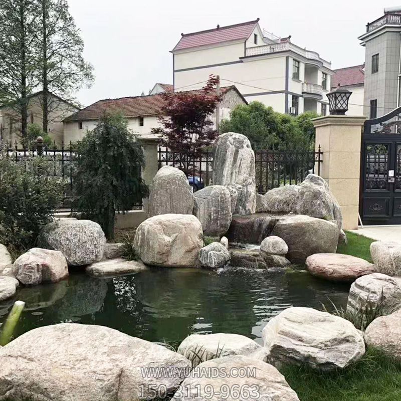 别墅室外池塘假山石景观雕塑