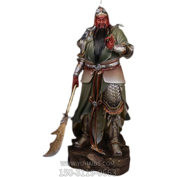 玻璃钢寺庙大型武财神关公雕塑