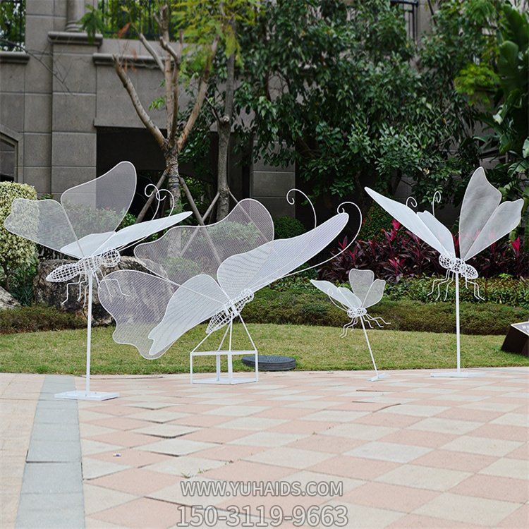 花园不锈钢铁艺网格蝴蝶景观装饰小品雕塑