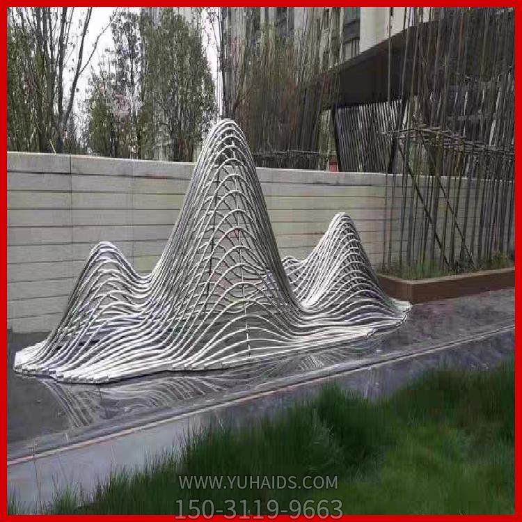 喷泉水景不锈钢抽象拉丝假山雕塑