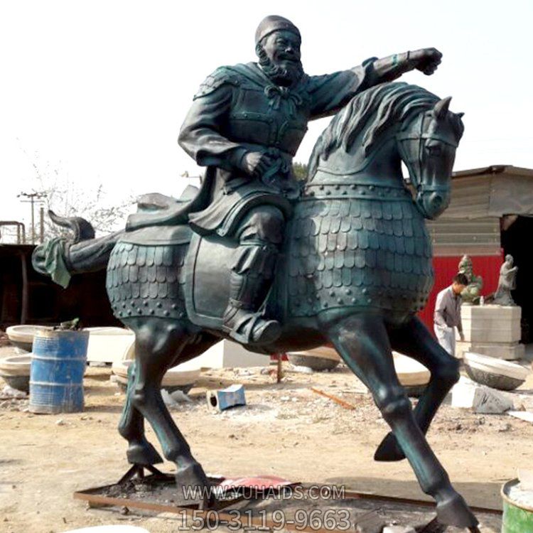 仿古青铜骑马的人物景观摆件雕塑