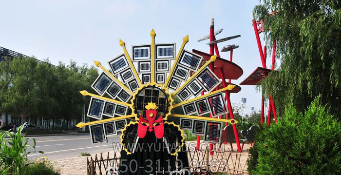 公园户外创意抽象风车型脸谱雕塑