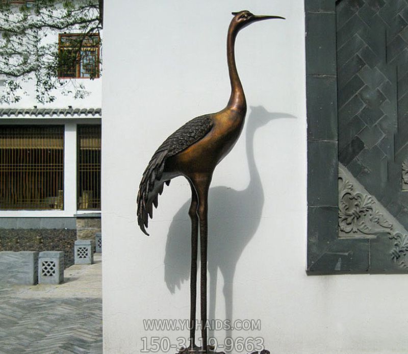 公园景区创意不锈钢仿铜鹤雕塑