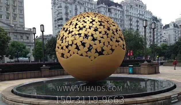 广场创意抽象金属镂空球雕塑