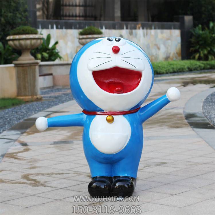 游乐场玻璃钢卡通彩绘玩偶哆啦A梦摆件雕塑