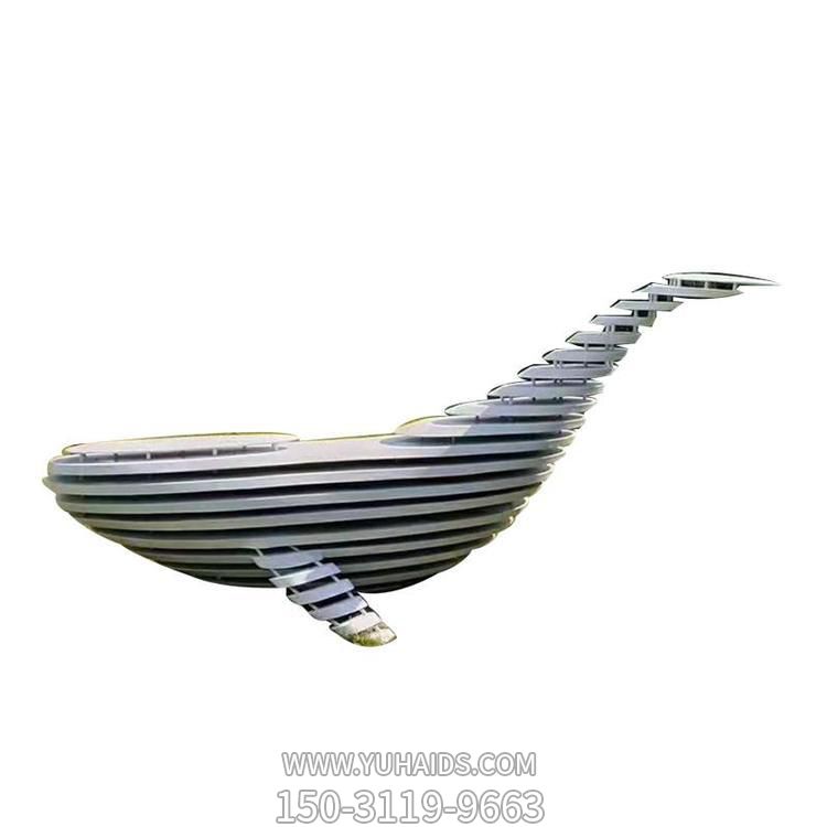 园林创意不锈钢抽象鲸鱼动物雕塑