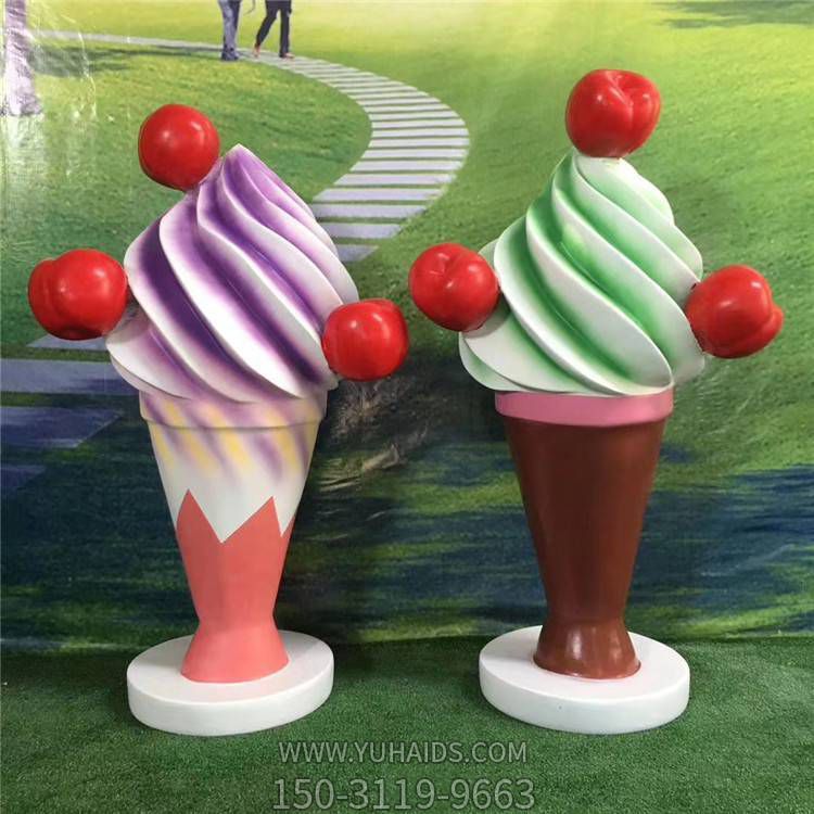 玻璃钢彩绘大型甜品店创意冰淇淋雕塑