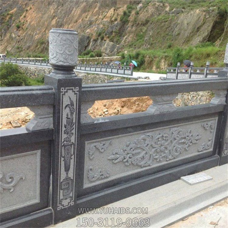 青石大理石雕刻花纹石栏杆  景区公路旁安装防护栏杆雕塑