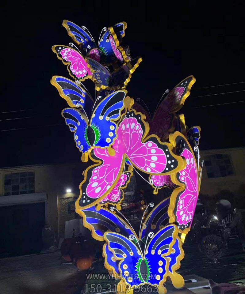 操场玻璃钢彩绘蝴蝶雕塑