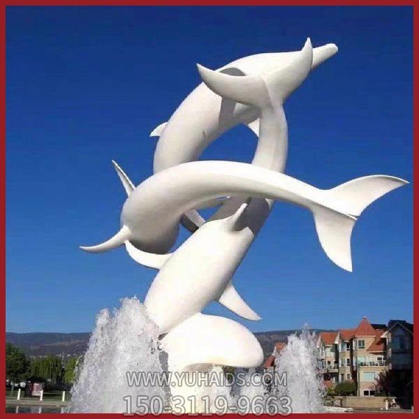 广场海边玻璃钢创意海豚喷泉雕塑摆件
