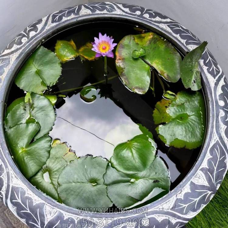 养鱼种花青石石雕大型鱼缸雕塑