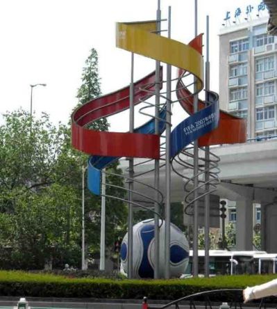 城市广场摆放不锈钢喷漆仿真足球景观标志雕塑