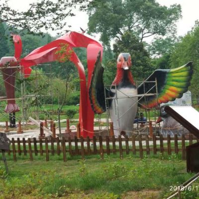 玻璃钢彩绘园林动物景观鸽子雕塑