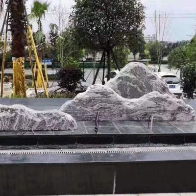 酒店广场水池喷泉摆放雪花假山景观石雕