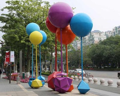 户外广场儿童游乐场玻璃钢彩色气球主题创意摆件