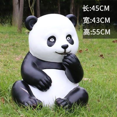 游乐园摆放呆萌可爱吃手玻璃钢熊猫雕塑