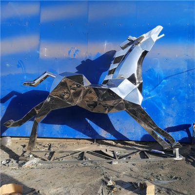 不锈钢镜面几何抽象动物雕塑