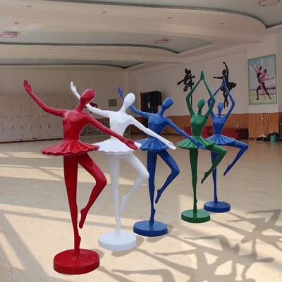 玻璃钢彩绘抽象创意仿铜园林城市街道跳舞的人物雕塑