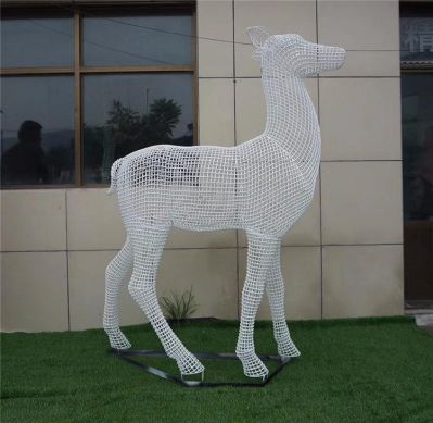 不锈钢景观镂空创意抽象放光梅花鹿雕塑