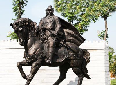 广场铜雕人物将军骑马雕塑