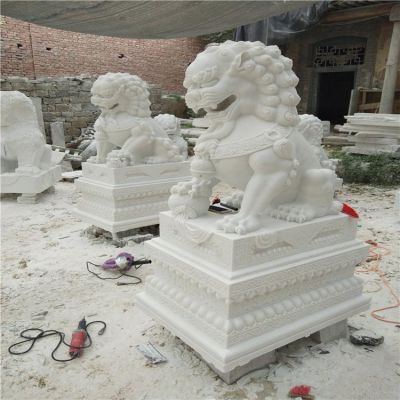 大理石汉白玉石雕庭院大型石狮子雕塑