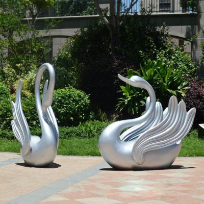 玻璃钢喷漆别墅园林装饰天鹅动物雕塑小品