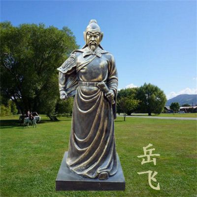 中国宋朝军事家民族英雄玻璃钢仿铜岳飞学校名人雕塑