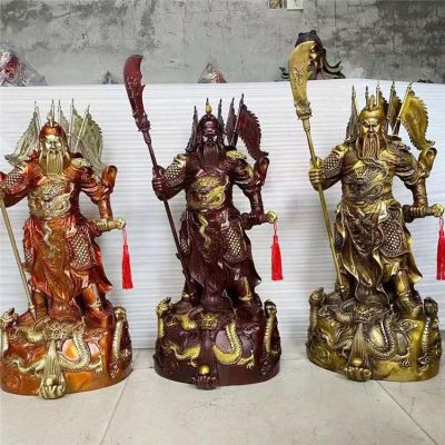 关公玻璃钢仿铜园林景观财神摆件