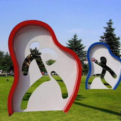 体育草坪摆放不锈钢镂空体育运动人物剪影雕塑