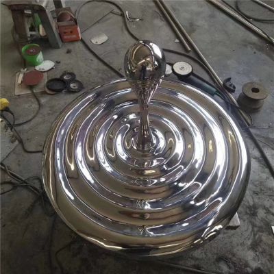 不锈钢水波纹镜面水滴雕塑