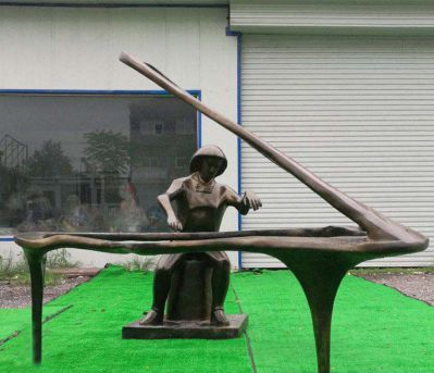 公园抽象不锈钢钢琴雕塑