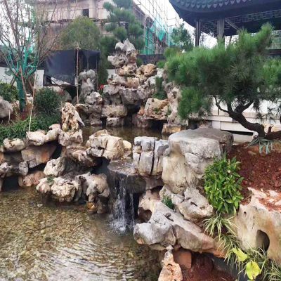 公园池塘创意假山太湖石雕塑