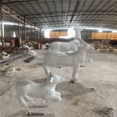 玻璃钢抽象户外动物园梅花鹿雕塑