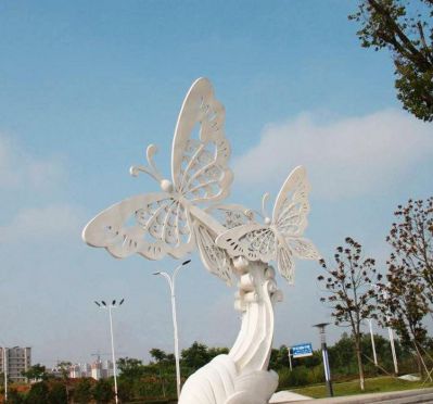 校园喷漆玻璃钢蝴蝶雕塑