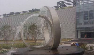 学院不锈钢圆形喷泉雕塑